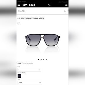 Tom Ford Sunglasses Black Aviator